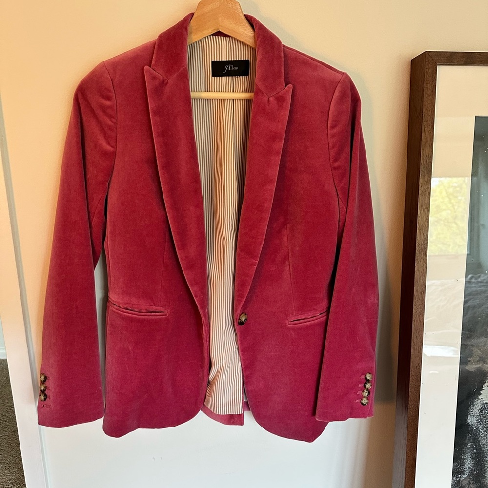 J Crew pink velvet blazer Sz 2